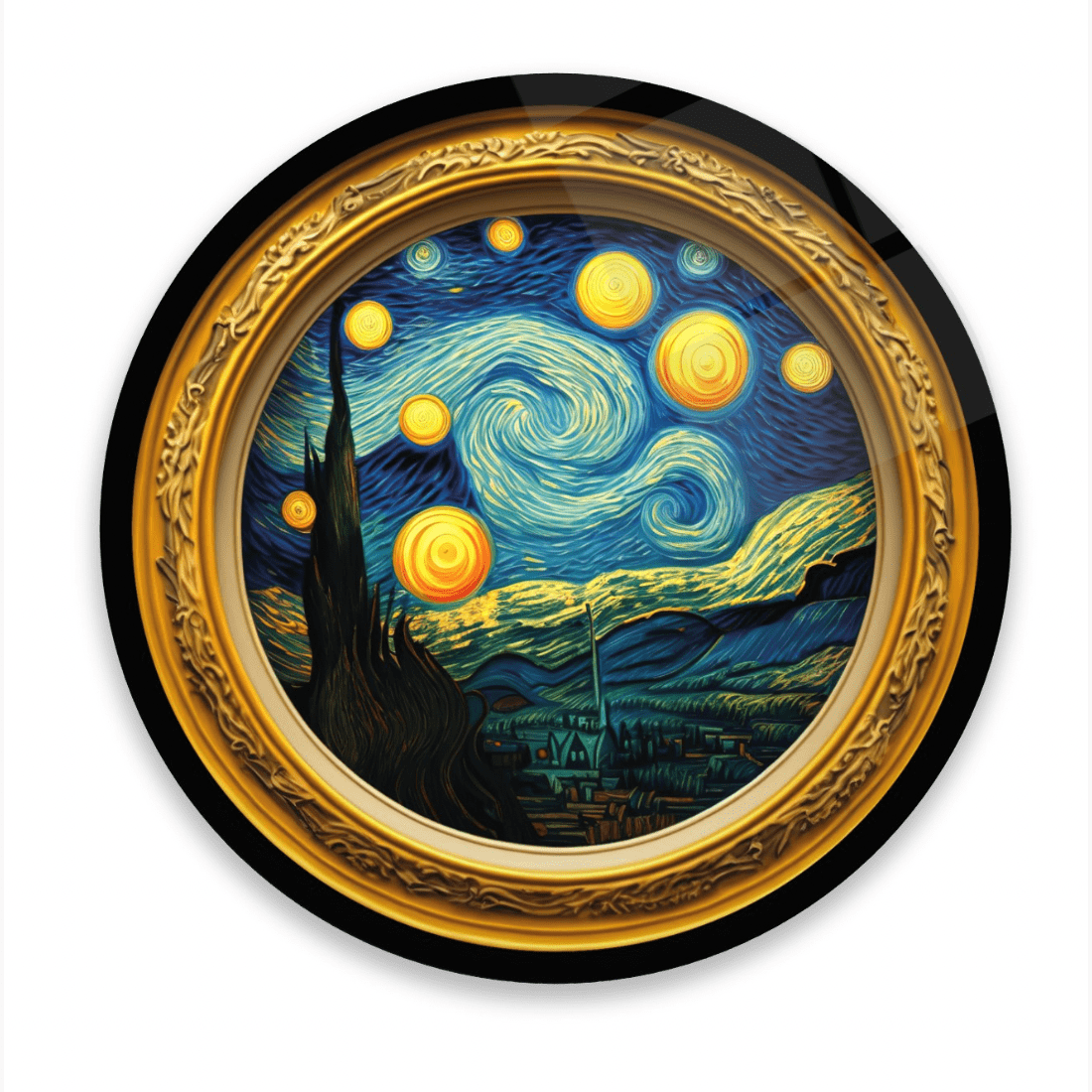 Buy Van Gogh Starry Night Rounded Glass Wall Art | Artchi