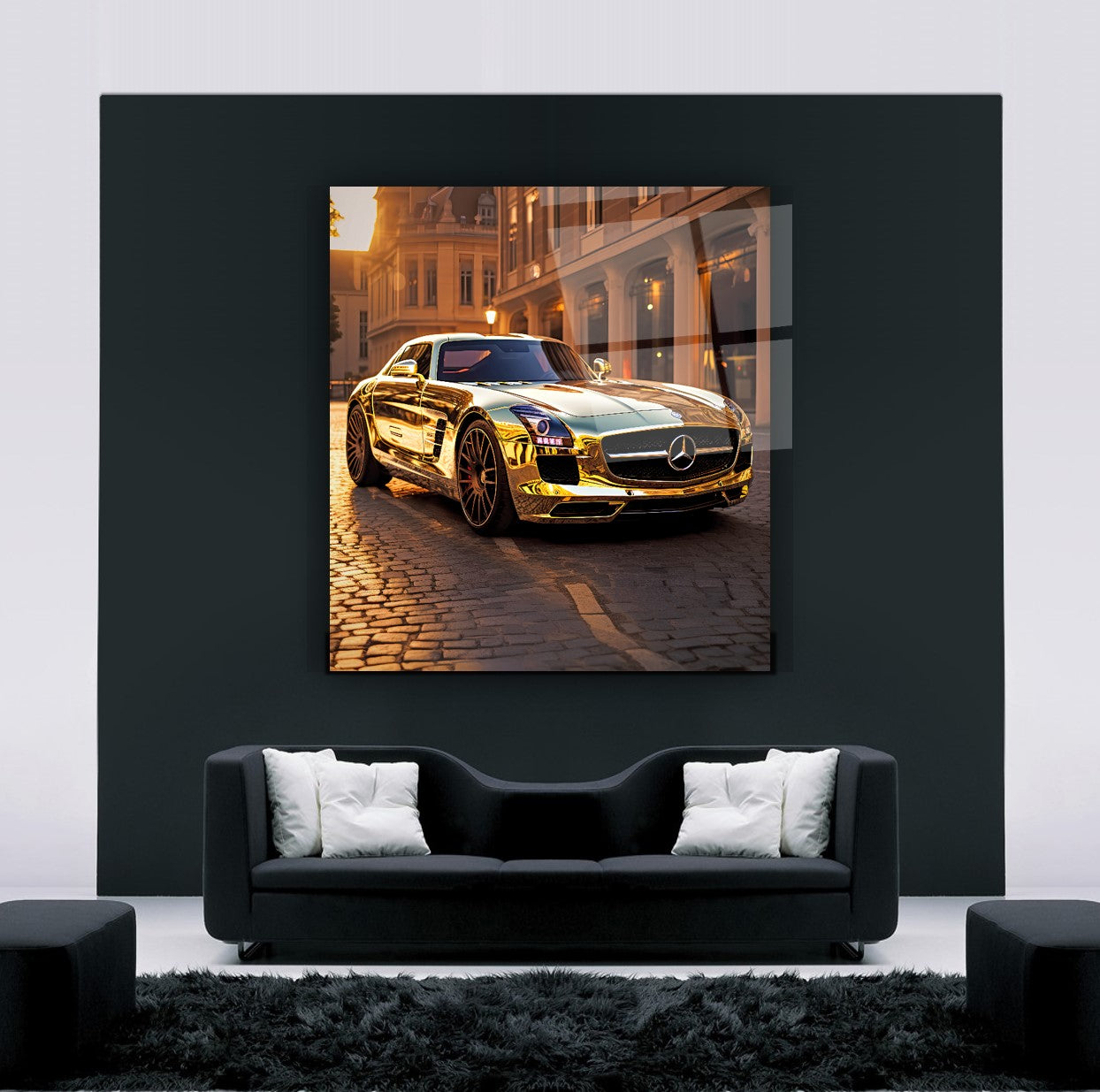 Golden Velocity Glass Wall Art