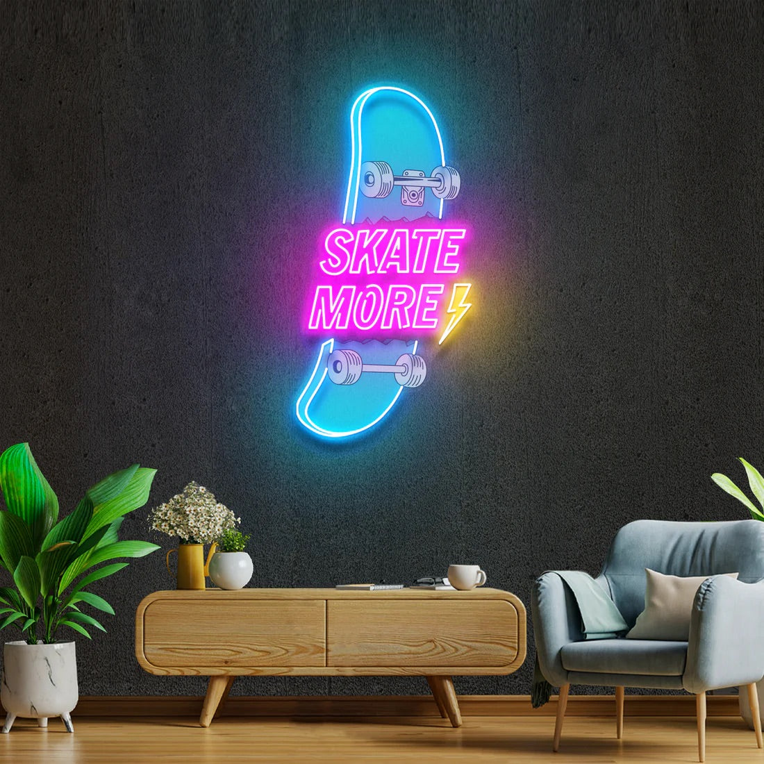 Skate More Neon Sign