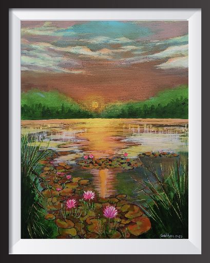 Water lilies at sunset