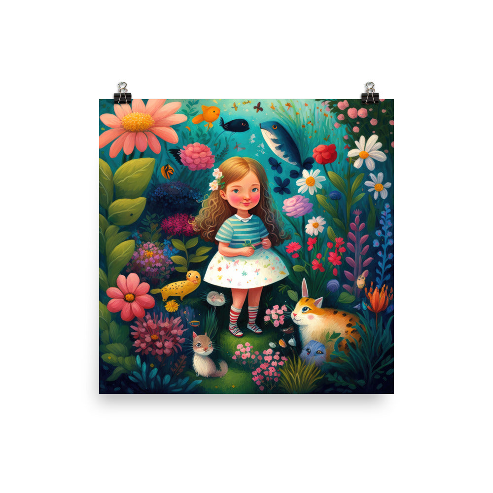 Little Girl in the Colorful Garden