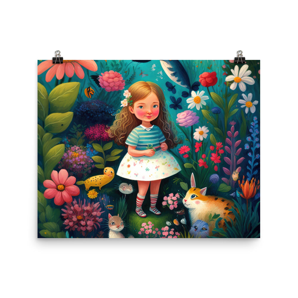 Little Girl in the Colorful Garden