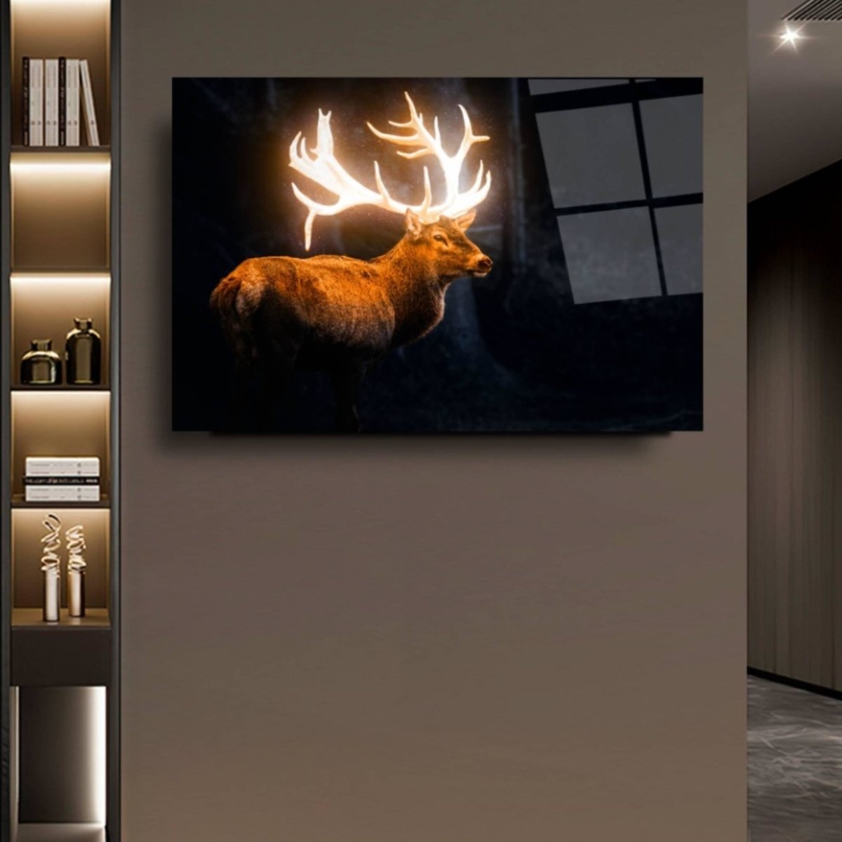 Lighted Deer Glass Painting - Artchi