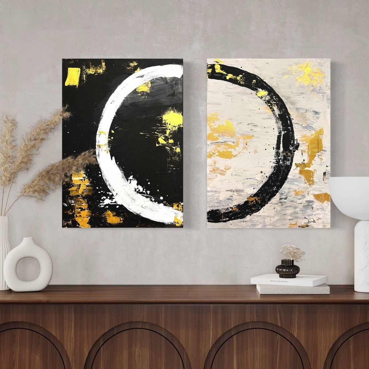 Live and Death Original Painting on Canvas & Set of 2 - Artchi