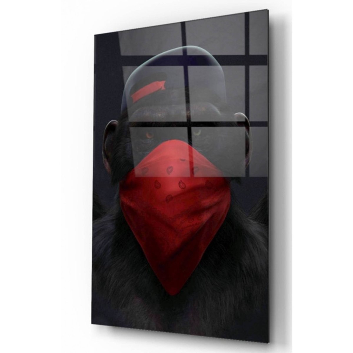 Red Monkey Glass Painting - Artchi